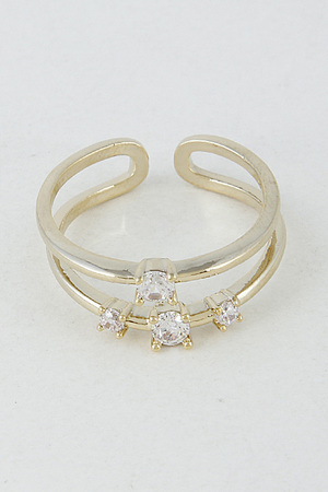 Open Ring With Four Rhinestones 6HAH10